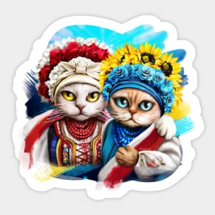 Ukraine and Poland, cat character Sticker